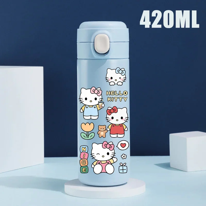 Sanrio 420 ML Thermos Mug Hello Kitty Cartoon 304 Stainless Steel Portable Water Cup Travel Water Bottle Kawaii Cups Kids Gifts