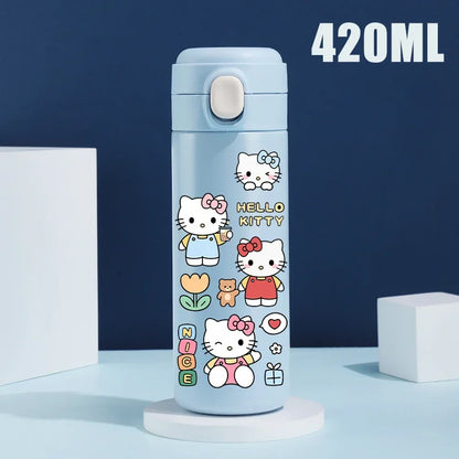 Sanrio 420 ML Thermos Mug Hello Kitty Cartoon 304 Stainless Steel Portable Water Cup Travel Water Bottle Kawaii Cups Kids Gifts