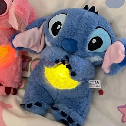 Stitch Kawaii Plush Doll Baby Sleeping Companion Sound Soothing Musical  Kawaii With Air Bag and Light Doll Breathing Gifts Toys