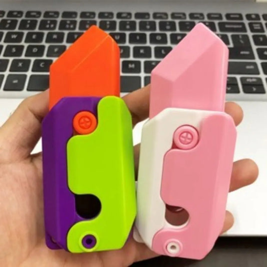 2023 Hot Sales 3D Carrot Gravity Knifes Toys Decompression Push Card Toy 3D Printing Gravity Knife Carrot Knife Kids Toys Gifts