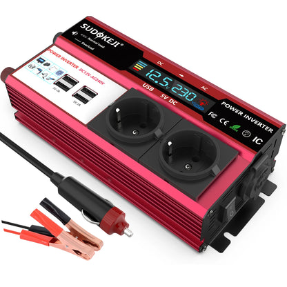SUDOKEJI 3000W 4000W (MAX POWER)Power Inverter for Car Inverter RV Boat 500W 800W DC 12V 24V To 120V 220V EU US UK Global Socket