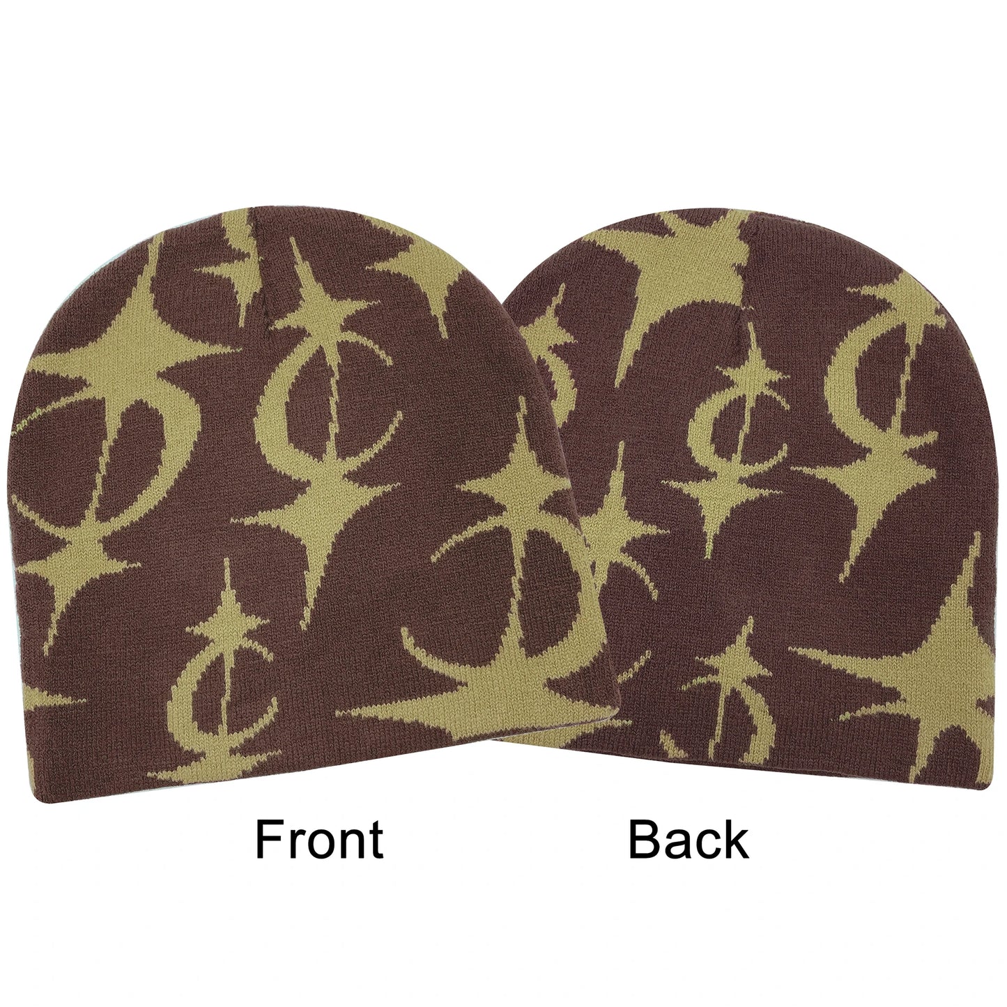 2024 New Knitted Hat Front And Back Jacquard Star Pattern, Street Fashion Trend Personality Skullcap Adult Hat