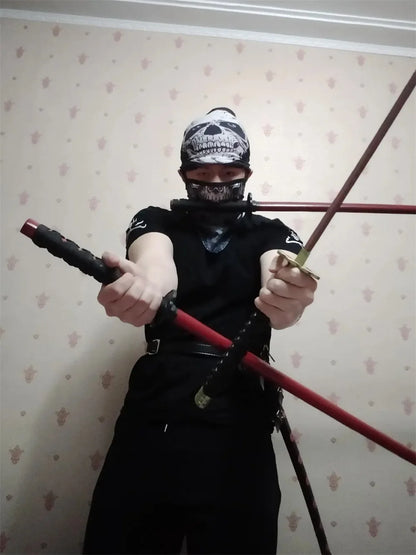 60cm Demon Katana Wood Sword Cosplay Performance Props Ninja Sword Toy For Children Aikido Wooden  Knife
