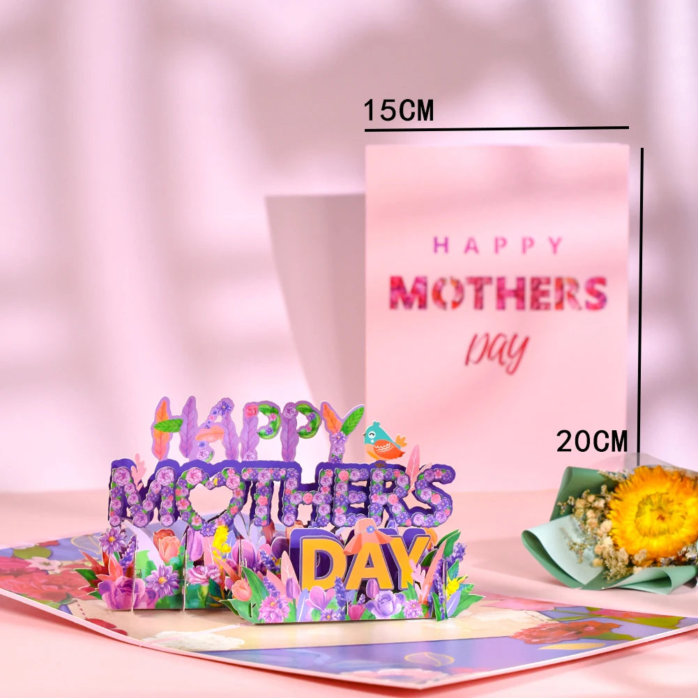 Tarjeta de felicitación emergente con flores en 3D para cumpleaños, día de la madre, día del padre, graduación, aniversario de bodas, mejórate pronto, simpatía