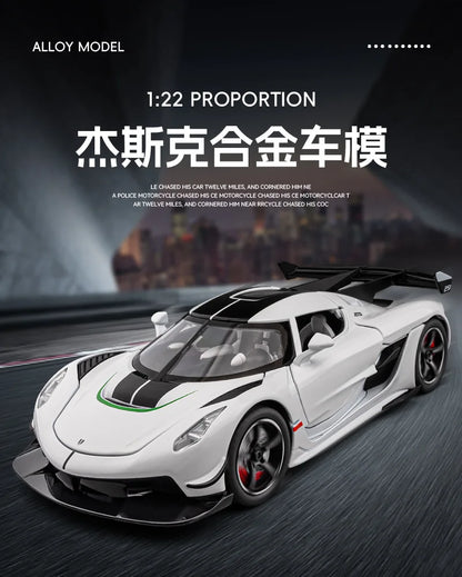 1:22 Jesko coche deportivo simulación de fundición a presión modelo de aleación de metal coche sonido luz pull back colección niños juguete regalos C359