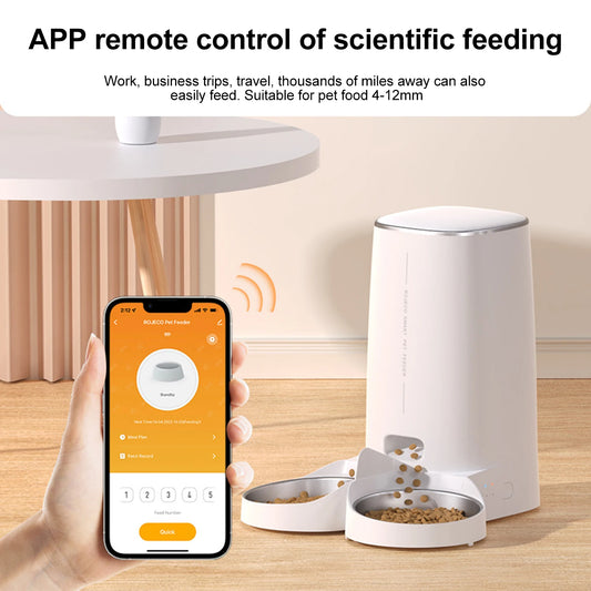 4L Double Bowl Pet Feeder WiFi Smart Timing Large Capacity Dry Food Feeder for Cats Dogs Remote Control Automatic Food Dispenser