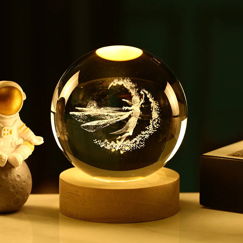 3D Pokemon Crystal Poke Ball Figure Toys 5CM Mimikyu Planet Axolotl Night Light LED Lamp Base Gift for Kid Adult