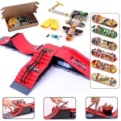 6-In-1 Finger Skateboards DIY Skate Park Ramp Parts For Tech Deck Scene Venue Combination Set For Children Indoor Home Toy