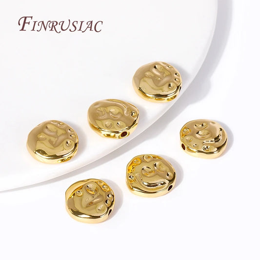 Cuentas espaciadoras irregulares chapadas en oro de 18 quilates, 13 x 4,5 mm, cuentas separadoras redondas de metal de latón para accesorios de joyería y abalorios
