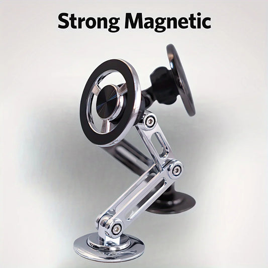 Aluminum alloy magnetic car phone holder, universal 360 ° rotatable shock-absorbing telescopic folding phone holder Accessories