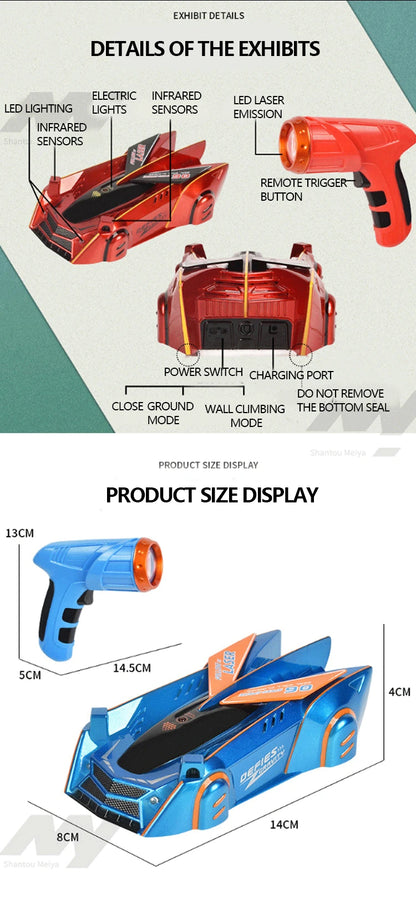 RC Car Stunt Infrared Laser Tracking Wall Ceiling Climbing Vehicle Toys For Children Remote Control Cars Follow Light Gifts boys