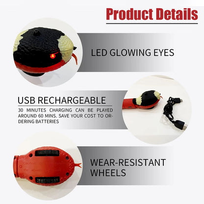 Juguetes para mascotas, gatos, perros, serpientes, juguetes para mascotas, sensor inteligente recargable, serpiente que detecta automáticamente obstáculos y escapa, juguetes de regalo para niños