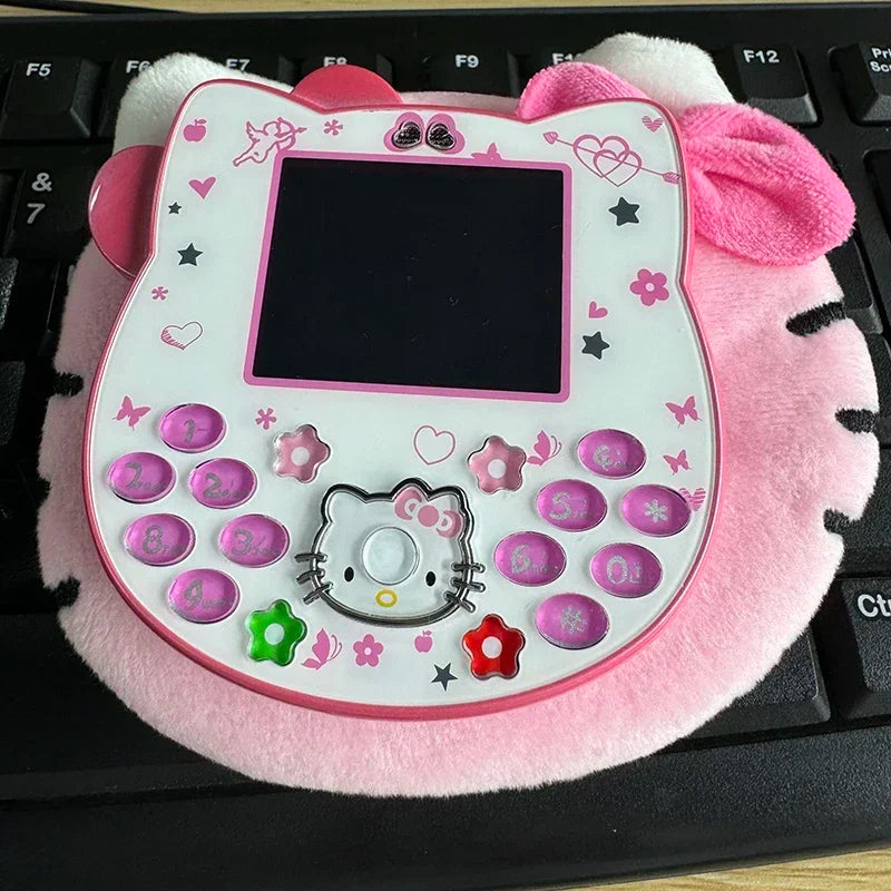 2024Hot Sanrio Hello Kitty Kawaii Mini Flip Phone I68 Girl Mobile Phone Student Anime Phone Music Mobile Phone Kid Birthday Gift