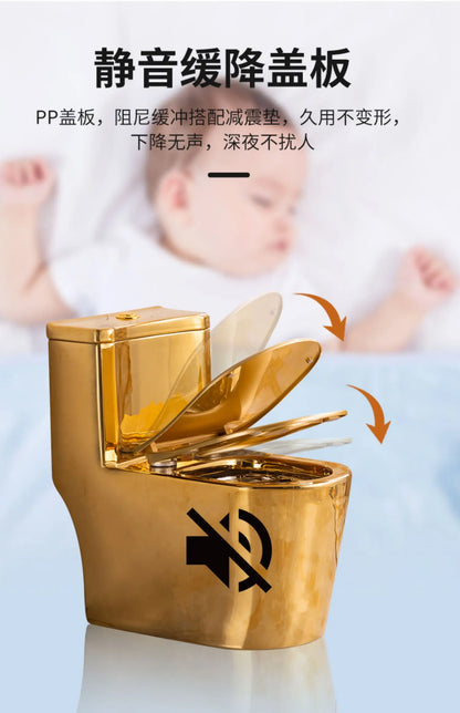 Siphon Water-Saving Mute Tuhao Gold Toilet Anti-Blocking Deodorant Ceramic Electroplating Gold