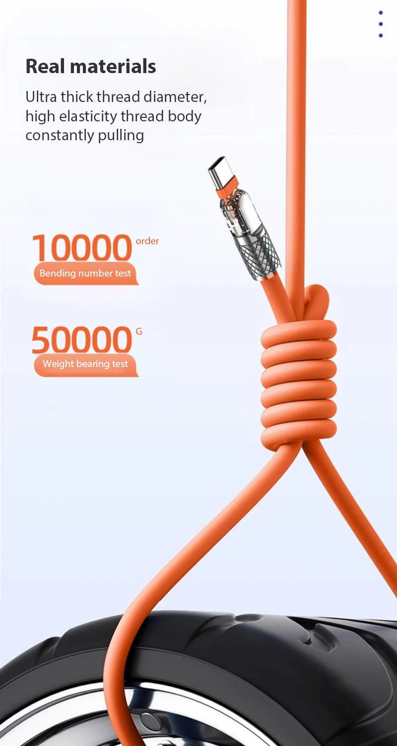 5A Super Fast Charge Type C Cable 180° Degree Rotation Elbow Cable for Xiaomi Samsung Phone Charger Liquid Silicone USB C Cable