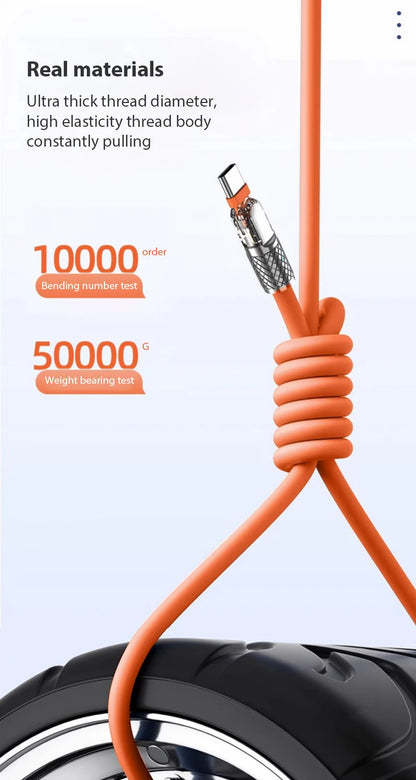 5A Super Fast Charge Type C Cable 180° Degree Rotation Elbow Cable for Xiaomi Samsung Phone Charger Liquid Silicone USB C Cable