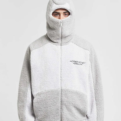 Manteau d'hiver en laine d'agneau pour homme, ample, décontracté, contraste, épissure, capuche, fermeture éclair, vêtements d'extérieur, peluche, épais, chaud, couple