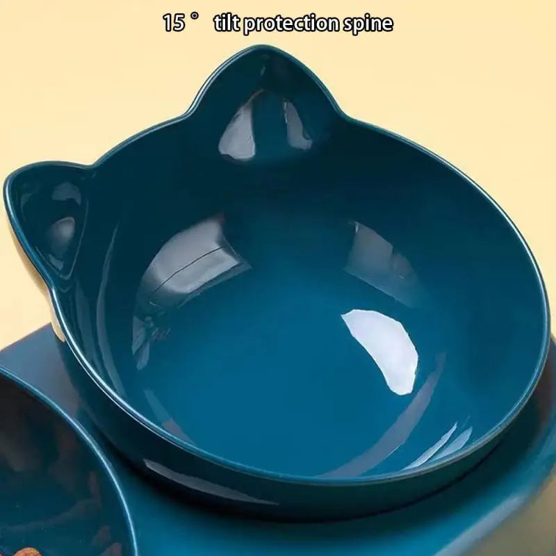 Triple Cat Bowls Pet Feeder, 2-in-1 Double Bowls With Automatic Drinking Bottle, Tilted And Rotatable Design For Cats And Dogs