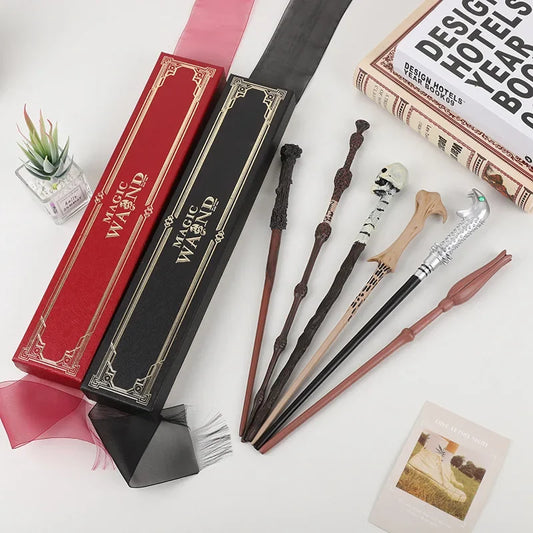 21styles Harry Magic Wand with Hot Stamping Ribbon Box Character Cards Resin Material Cosplay Hermione Prop Voldemort Potter Toy