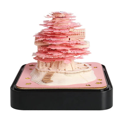 Omoshiroi Block 3D Notepad 2024 Calendar 3D Sakura Tree House Memo Pad Cute Block Notes 3D Sticky Notes Christmas New Years Gift