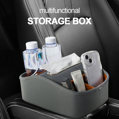 SEAMETAL Car Armrest Box Universal Center Console Organizer Multi-Functional Pu Leather Auto Arm Rest Storage Box Tissue Holder
