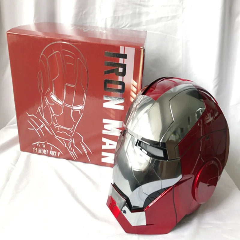 Avenger Iron Man Mk-5 Helmet Electric 1/1 Mk5 Helmet Remote & Voice Control Cosplay Light Led Ironman Action Figure Toys Gifts