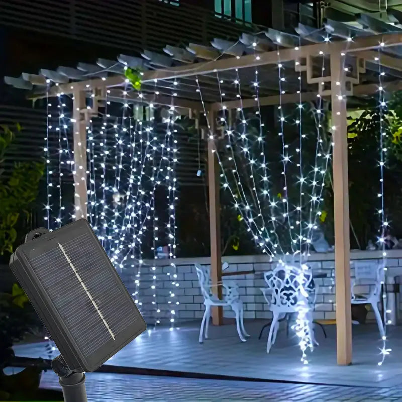 6X3M 3X3M Solar Curtain Light Outdoor Led Icicle Light 8 Modes Waterfall Christmas Fairy String Light for Garden Patio Decor