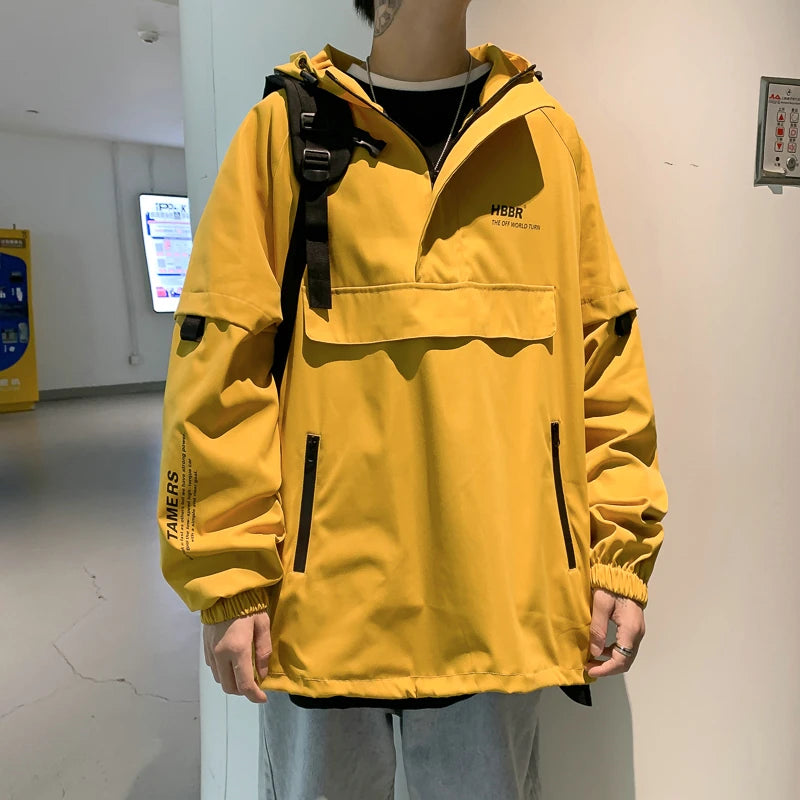2024 New Autumn Streetwear Men Jackets Zipper Up Jacket Windbreaker Harajuku Thin Coats Loose Harajuku Oversized Outwear