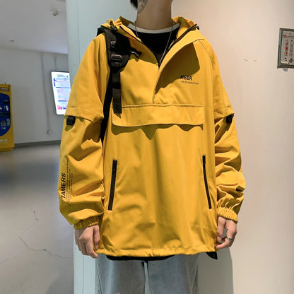 2024 New Autumn Streetwear Men Jackets Zipper Up Jacket Windbreaker Harajuku Thin Coats Loose Harajuku Oversized Outwear