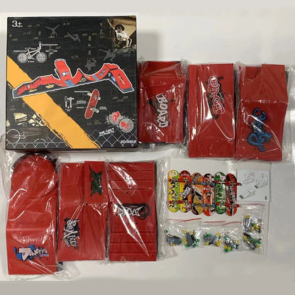 6-In-1 Finger Skateboards DIY Skate Park Ramp Parts For Tech Deck Scene Venue Combination Set For Children Indoor Home Toy