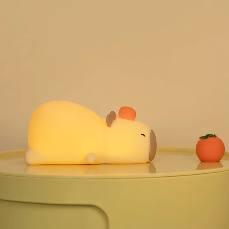 Capybara Cute Silicone LED Cartoon Night Light USB Rechargeable Dimming Sleep Night Lamp For Children's Room Decor Birthday Gift