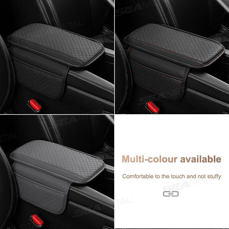 SEAMETAL Car Arm Rest Cover Cushion Wear-Resistant Center Console Box Protector Anti Slip Armrest Box Pad with Storage Pocket