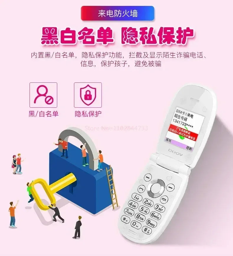 Sanrio Hello Kitty Flip Phone New Cartoon Cute Children White Pink Kawaii Mini Phone Children Birthday Gifts Fashion Model Toys