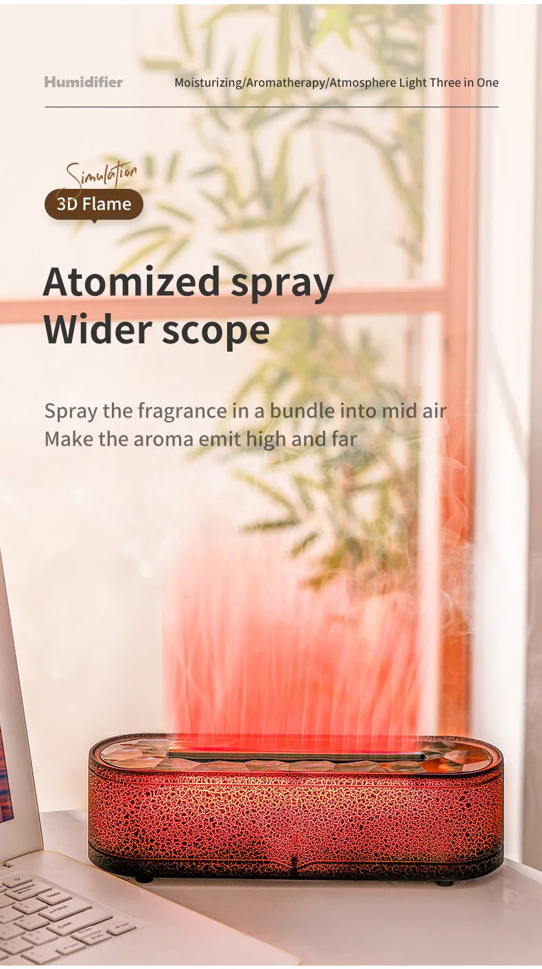 Rainbow Aroma Diffuser Fire Flame USB Air Humidifier for Home Room Fragrance Essential Oil Diffuser Remote Control Aromatherapy