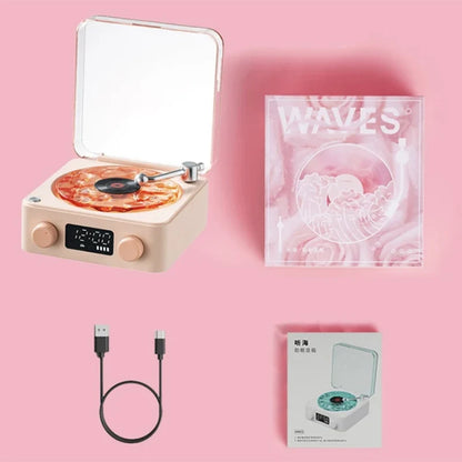 2024 Nouveau haut-parleur de platine vinyle rétro avec bruit blanc sans fil Bluetooth lecteur de disque vinyle son stéréo effet de lampe de projection RVB