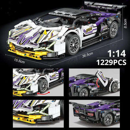 1280 pièces 1:14 blocs de construction voiture MOC City Speed ​​véhicule de course automobile de luxe avec super coureurs briques jouets pour enfants cadeau.