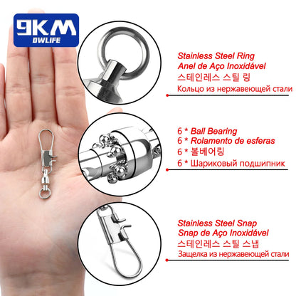 20~100Pcs Snap Fishing Swivels Ball Bearing Interlock Snap Pin Stainless Steel Fishing Accessories Fishing Lures Pin Connector