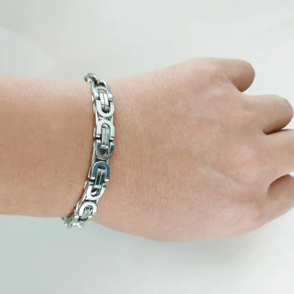 8MM Men's Thick Stainless Steel Byzantine Box Chains Jewelry Silver Color Male Chain Bracelet for Husband Boyfriend Gift