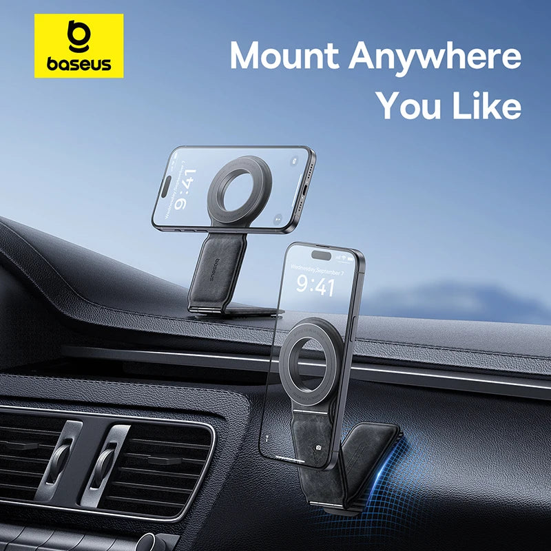 Baseus Car Phone Holder Magnetic Mobile Mount Bracket for Magsafe Foldable Car Phone Holder for iPhone 15 14 13 12 For Samsung