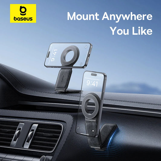 Baseus Car Phone Holder Magnetic Mobile Mount Bracket for Magsafe Foldable Car Phone Holder for iPhone 15 14 13 12 For Samsung