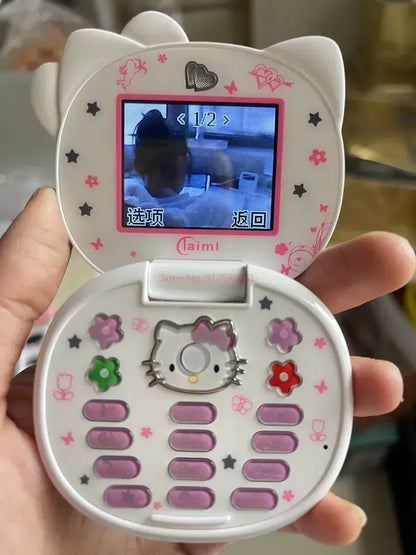 2023 New Kawaii Sanrioed Hello Kitty Flip Phone Cartoon Cute Little friends Taiml Mini Phone For Kids Toys For  friends Gifts