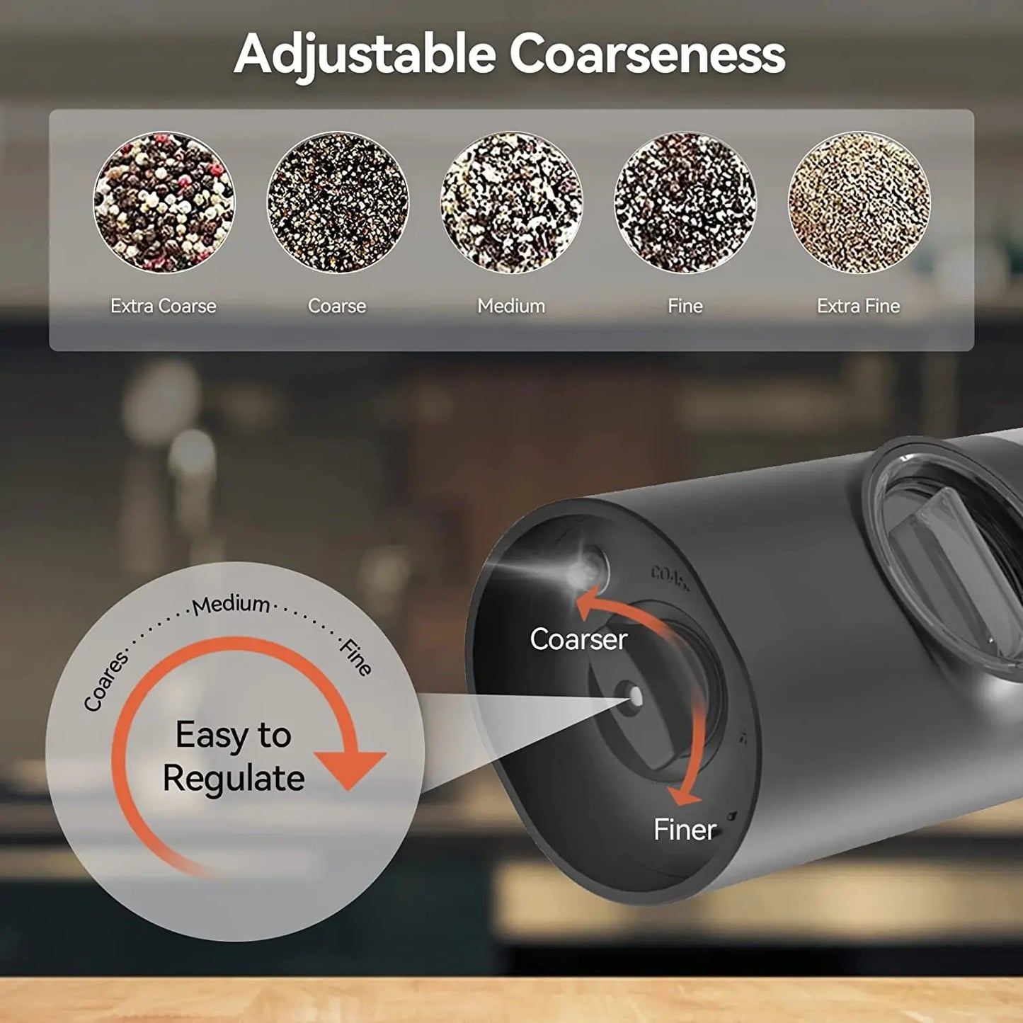 Usb Rechargeable Electric Salt And Pepper Grinder With Adjustable Coarseness Refillable Mill Battery Powered Kitchen Gadget