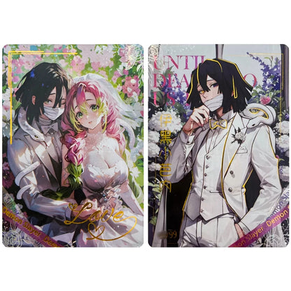 Anime Demon Slayer Kamado Tanjirou Kochou Shinobu Iguro Obanai Kanroji Mitsuri Rare Collectible Cards Birthday Gifts Kid Toys