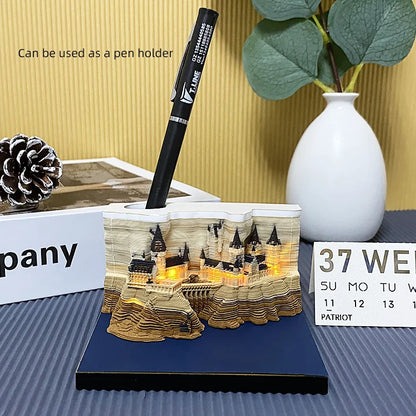 Omoshiroi Block 2024 Calendar 3D Memo Pad Magic Castle Mini Notepad Cubes Design Offices Paper Note Block Birthday Original Gift