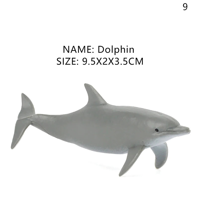 Simulation Marine Life Action Figures Ocean Animal Model Educational Toys Cake Topper,Collection Gift Shark Dolphin Hammerhead