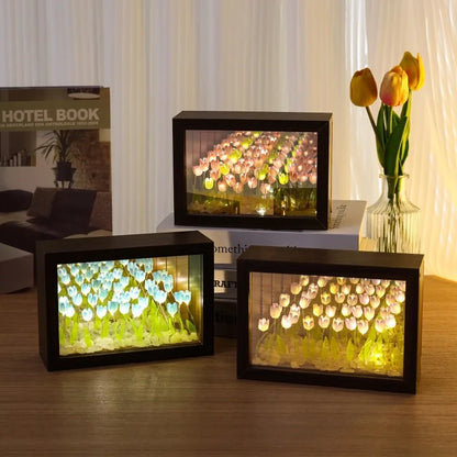 20PCS Tulip Nightlight Handmade DIY Photo Frame Huahai Home Decoration Atmosphere Lamp Valentine's Day Christmas Birthday Gift