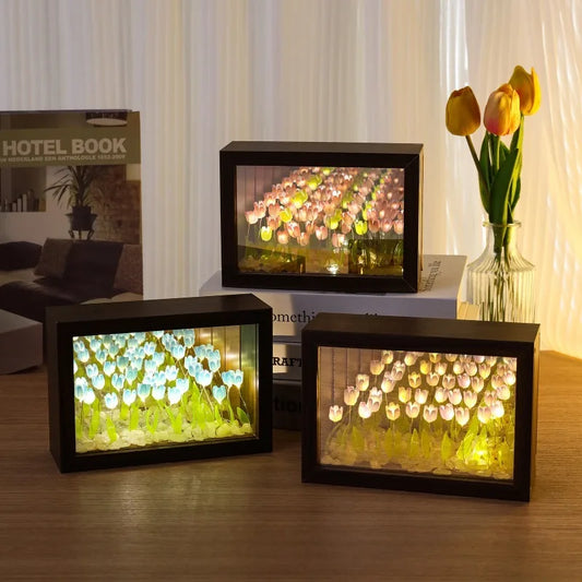 20PCS Tulip Nightlight Handmade DIY Photo Frame Huahai Home Decoration Atmosphere Lamp Valentine's Day Christmas Birthday Gift