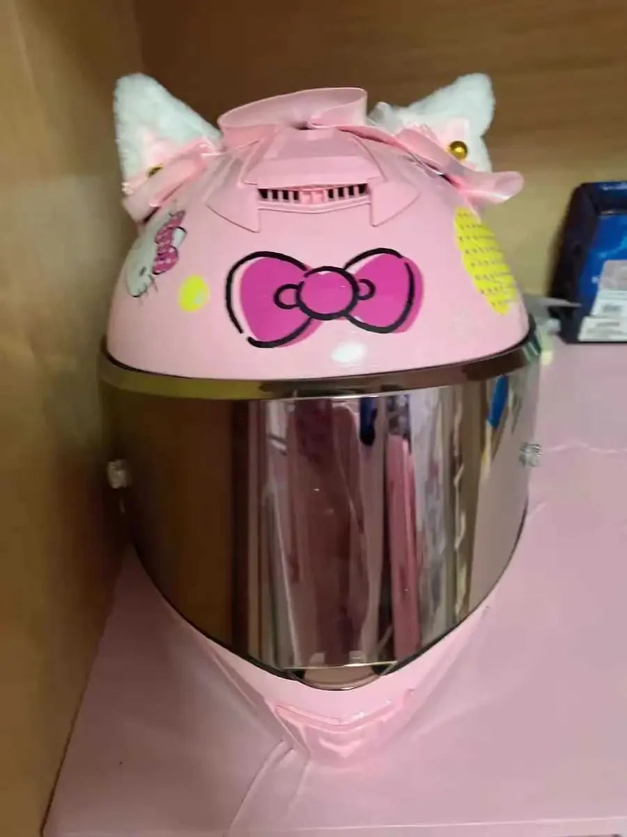 Sanrio Kuromi Cartoon Motorcycle Helmet Fashion Hello Kitty Scooter Helmet Cute High Quality Cute Helmet Four Seasons Gift
