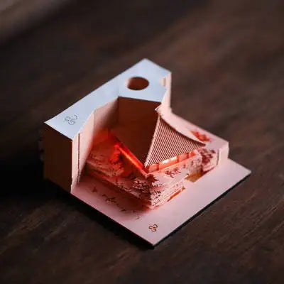 Omoshiroi Block 3D Notepad 2024 Calendar 3D Sakura Tree House Memo Pad Cute Block Notes 3D Sticky Notes Christmas New Years Gift