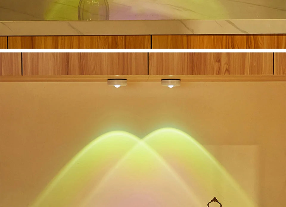 Sunset Lamp Under Cabinet Lights Battery Operated Sunset Projector Kitchen Wine Cabinet Closet Decor Bedroom Atmosphere Lamp